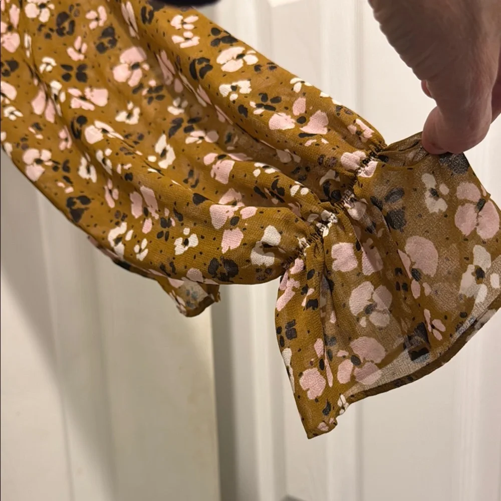 Who What Wear Brown Tan Ruffled Tie Front‎ Sundress